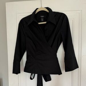 Express Black Stretch Wrap Shirt